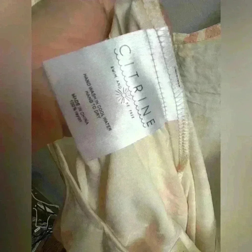 Citrine Leta Flowy Adjustable Strap Scoop Back Maxi Dress in Tan Reef Size M - Picture 11 of 12